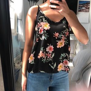 Black floral tank top